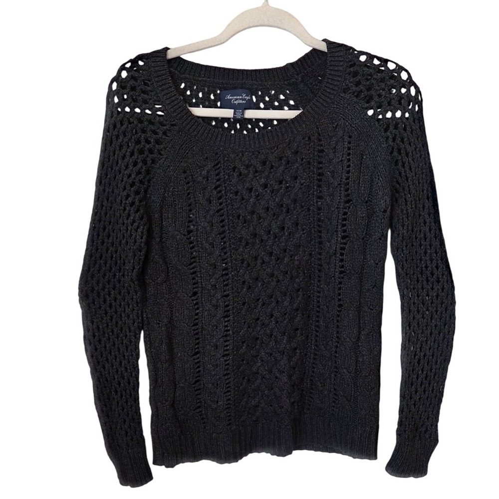 American Eagle‎ Outfitters Knit Sweater Open Weave Gray Womens XS/TP
